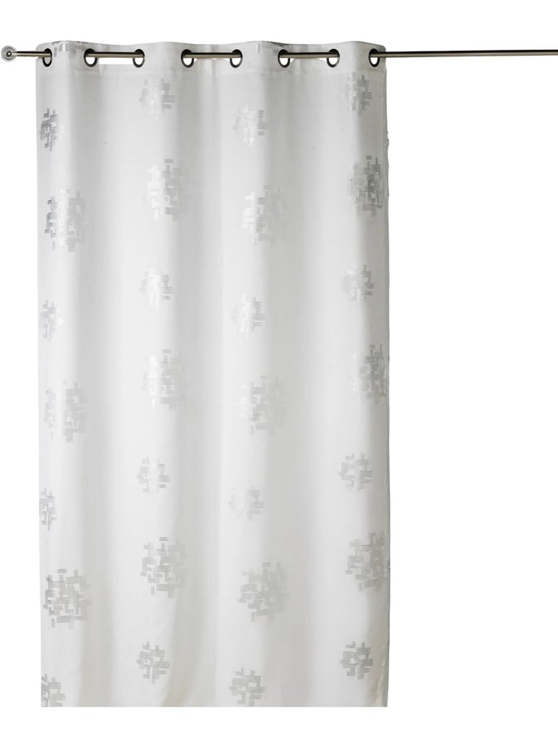 Cortina de shantung com estampado prateado Branco - Kiabi