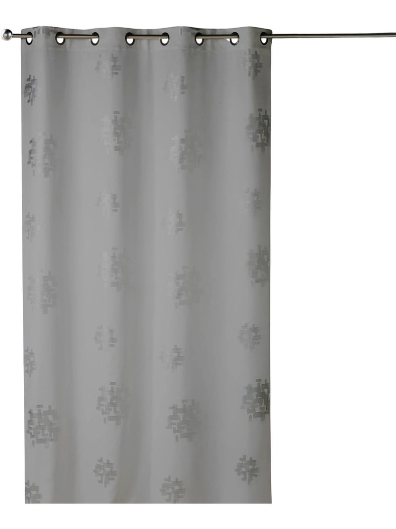 Cortina de shantung com estampado prateado Cinza claro - Kiabi