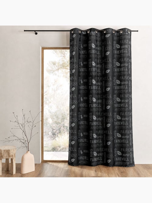 Cortina de shantung com lantejoulas e motivos estampados - Kiabi