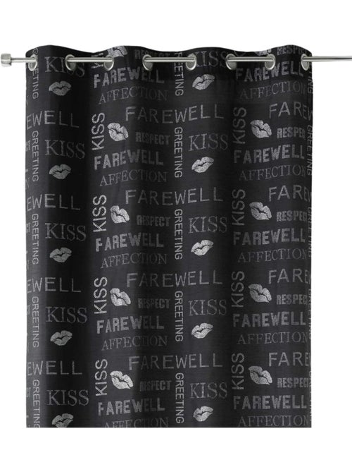 Cortina de shantung com lantejoulas e motivos estampados - Kiabi