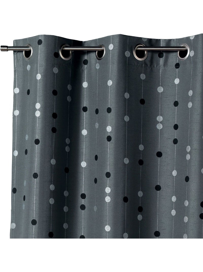 Cortina de shantung com padrão de bolas tecidas Cinza claro - Kiabi