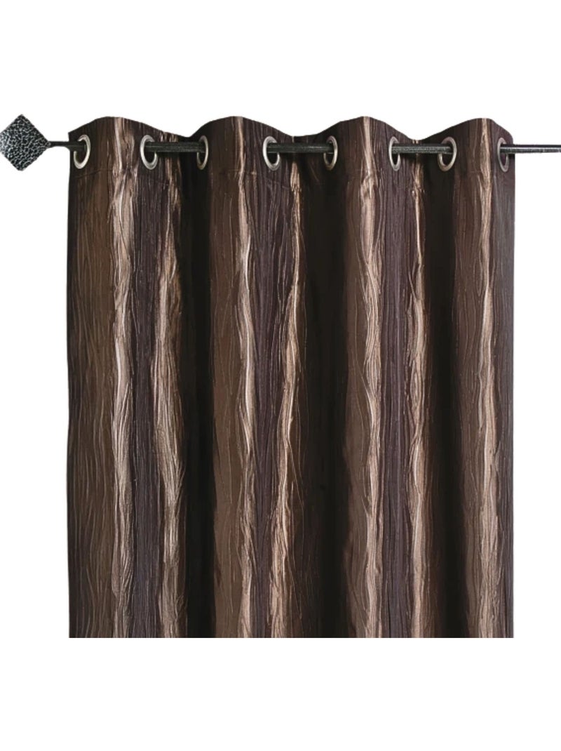Cortina de tafetá amassado com ilhós Castanho-chocolate - Kiabi