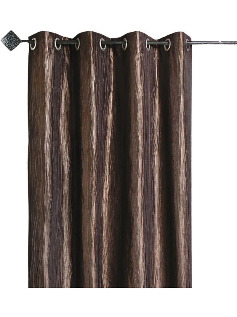 Cortina de tafetá amassado com ilhós Castanho-chocolate - Kiabi