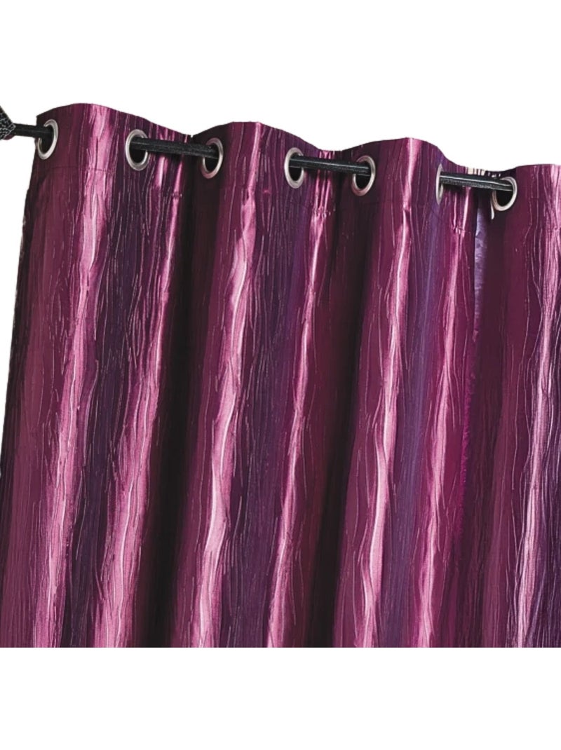 Cortina de tafetá amassado com ilhós Roxo ameixa - Kiabi
