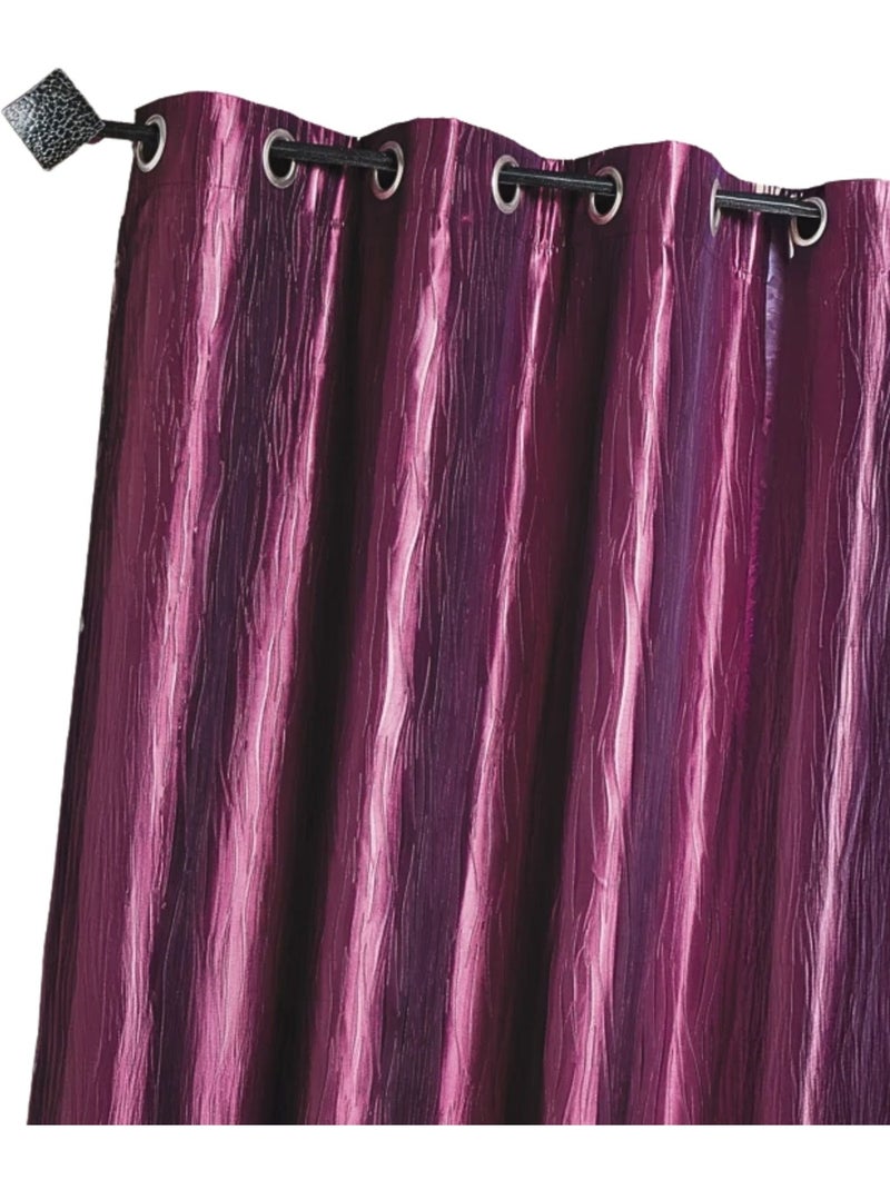 Cortina de tafetá amassado com ilhós Roxo ameixa - Kiabi