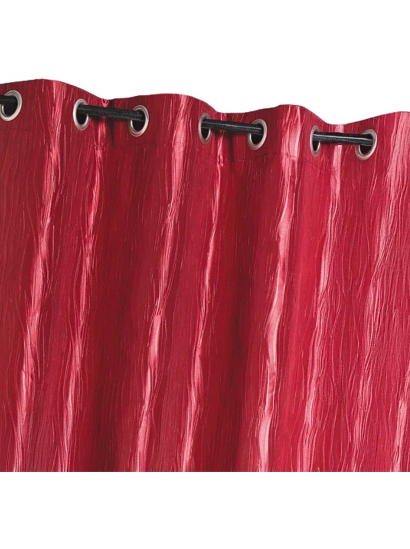 Cortina de tafetá amassado com ilhós Vermelho - Kiabi
