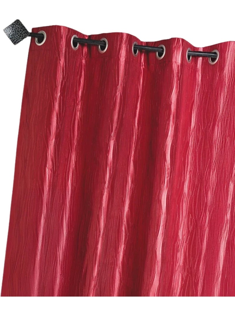 Cortina de tafetá amassado com ilhós Vermelho - Kiabi