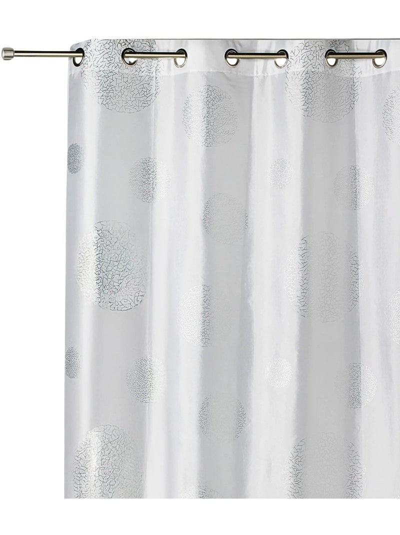 Cortina de tafetá estampado com círculos prateados Branco - Kiabi