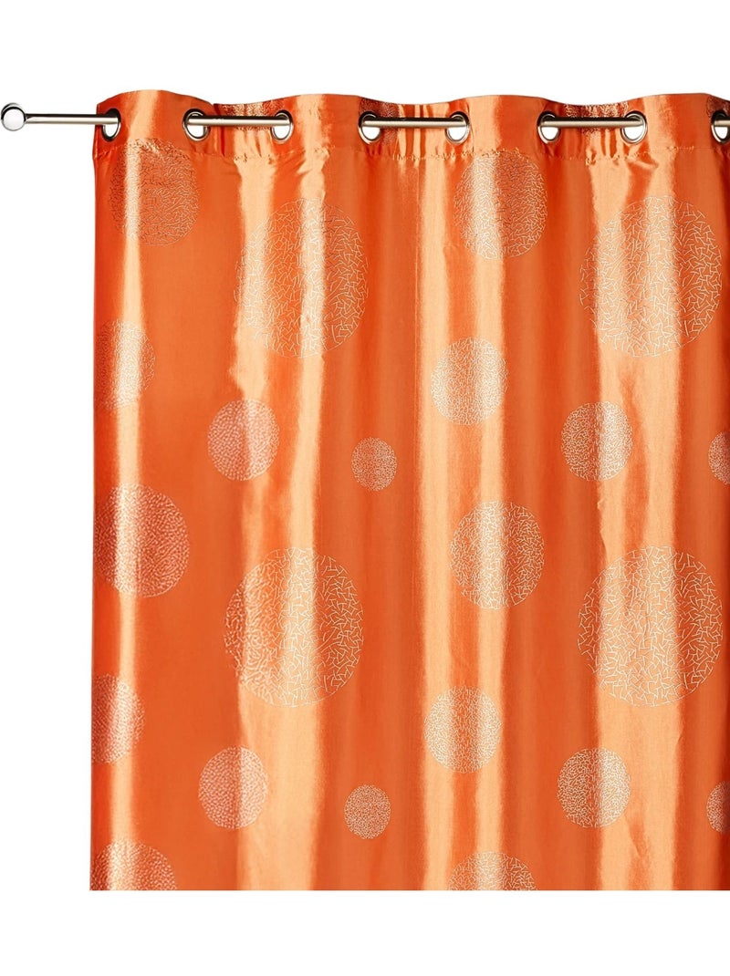 Cortina de tafetá estampado com círculos prateados Laranja - Kiabi