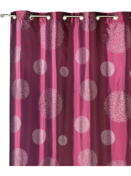 Cortina de tafetá estampado com círculos prateados - Kiabi