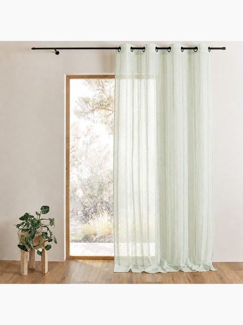 Cortina de tecido com riscas finas em padrão de rede - Kiabi Cortina de tecido com riscas finas em padrão de rede - Kiabi