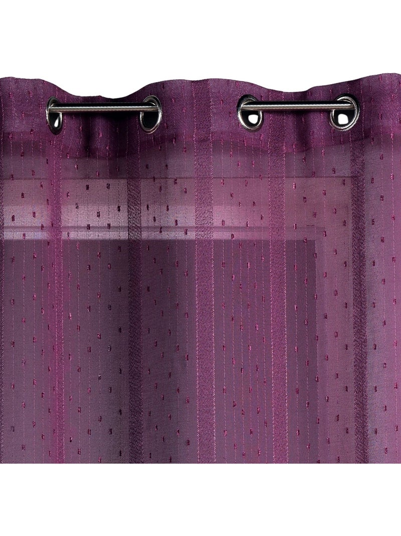 Cortina de tecido com riscas finas em padrão de rede Roxo ameixa - Kiabi