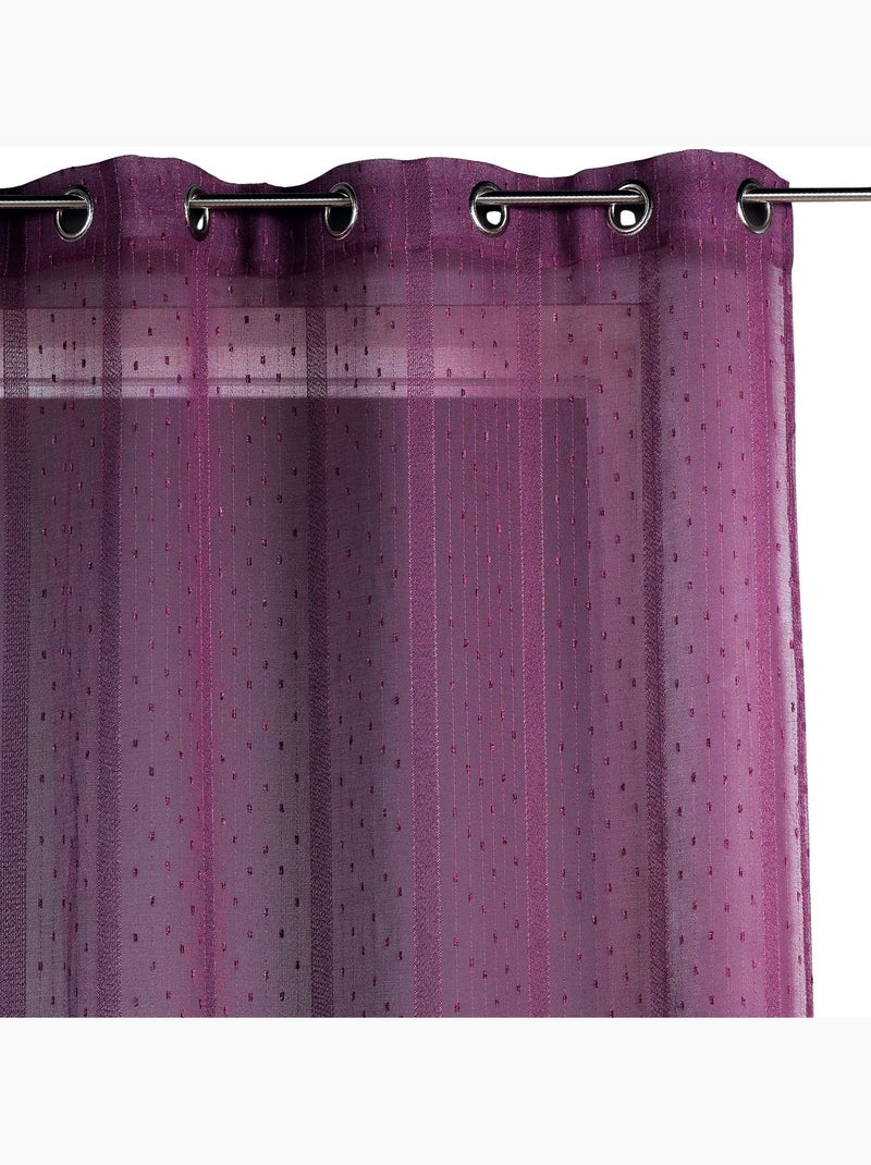 Cortina de tecido com riscas finas em padrão de rede Roxo ameixa - Kiabi