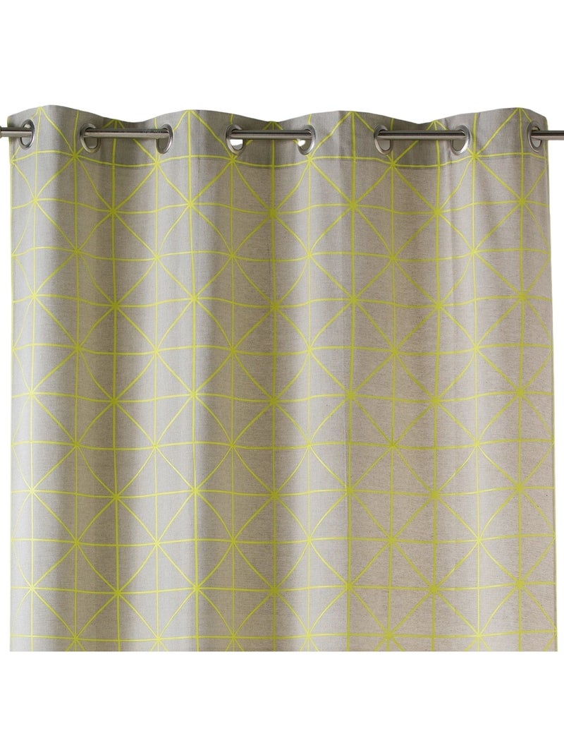 Cortina de tecido de algodão com estampados gráficos Amarelo - Kiabi
