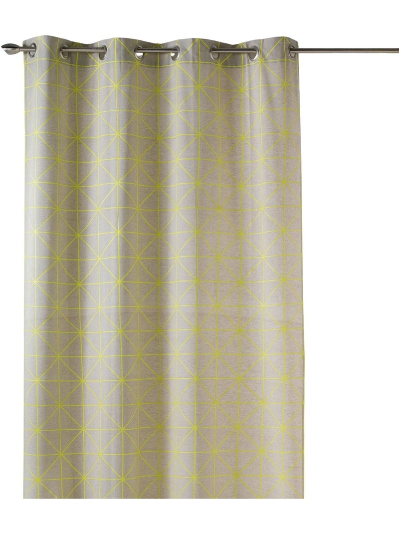 Cortina de tecido de algodão com estampados gráficos Amarelo - Kiabi