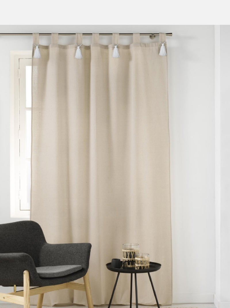Cortina de uma só peça com borlas Branco - Kiabi