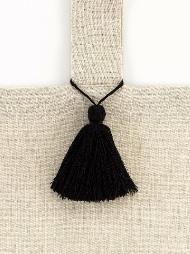 Cortina de uma só peça com borlas Preto - Kiabi