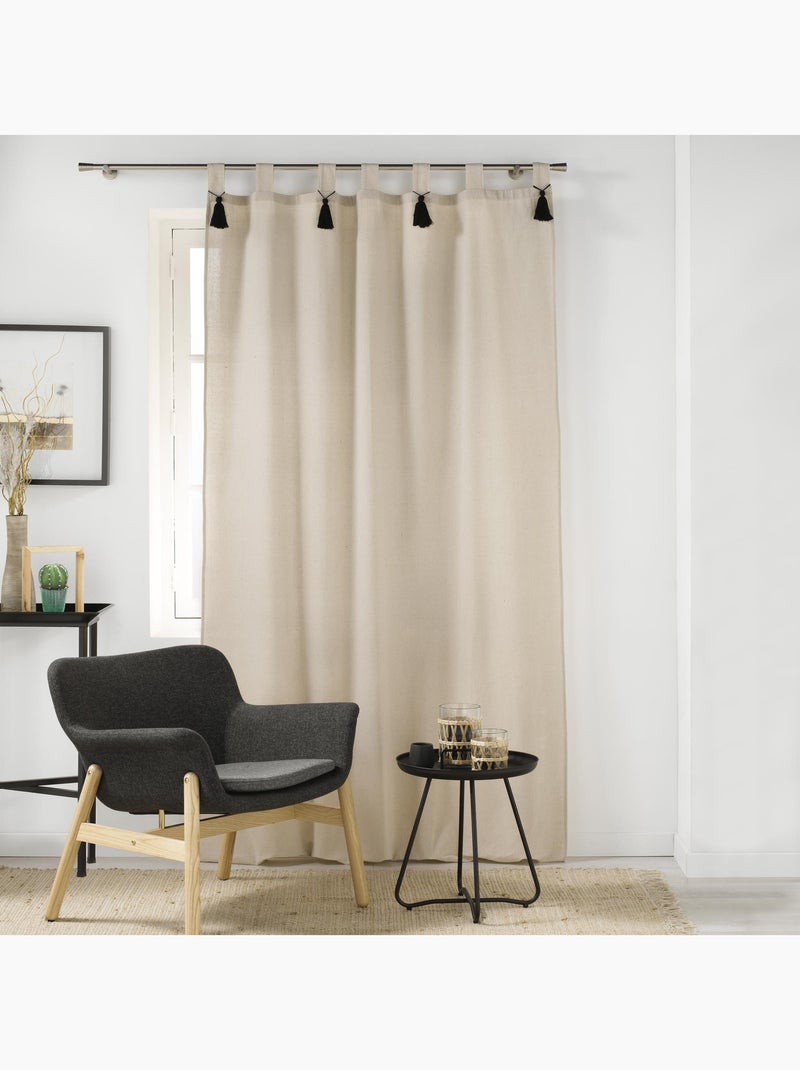 Cortina de uma só peça com borlas Preto - Kiabi