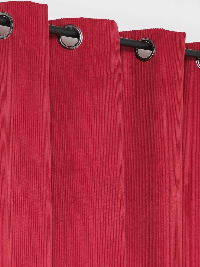 Cortina de veludo cotelê escurecedora e isolante Vermelho - Kiabi