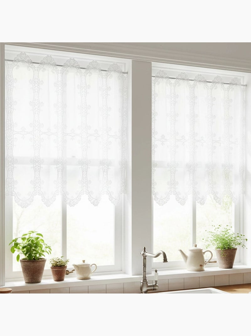 Cortina de ventilação com aberturas e macramé com motivos florais Branco - Kiabi