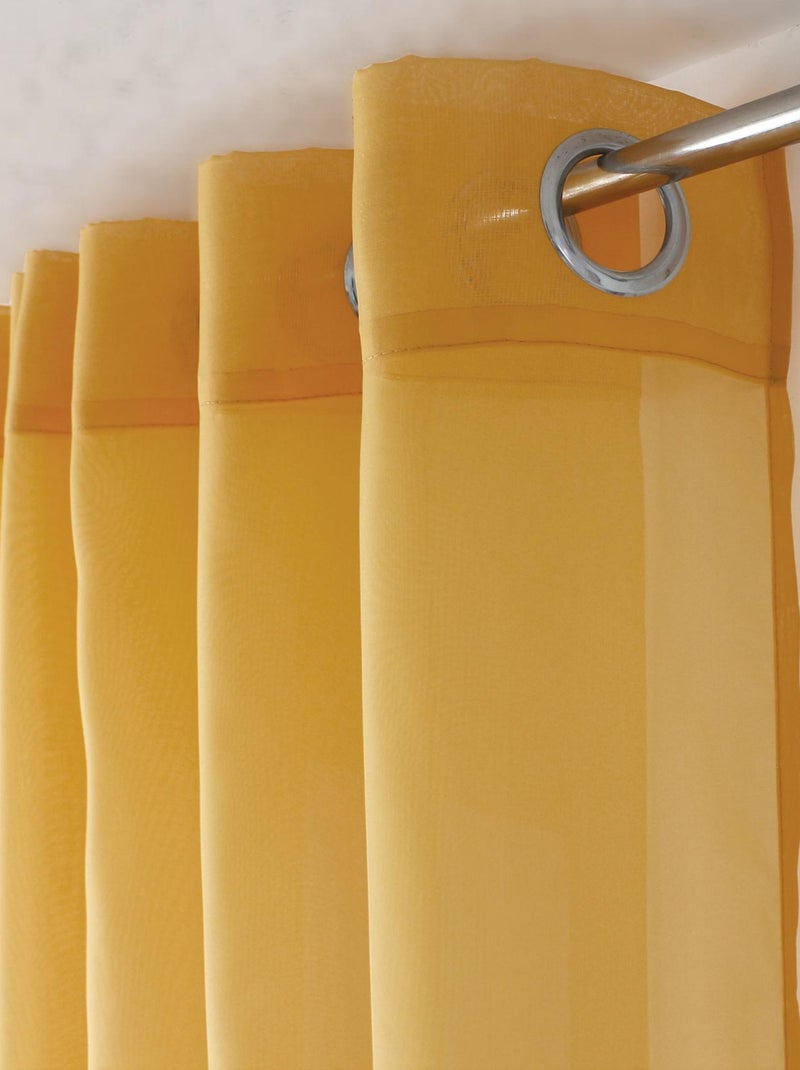 Cortina de véu lisa com ilhós Amarelo-mostarda - Kiabi