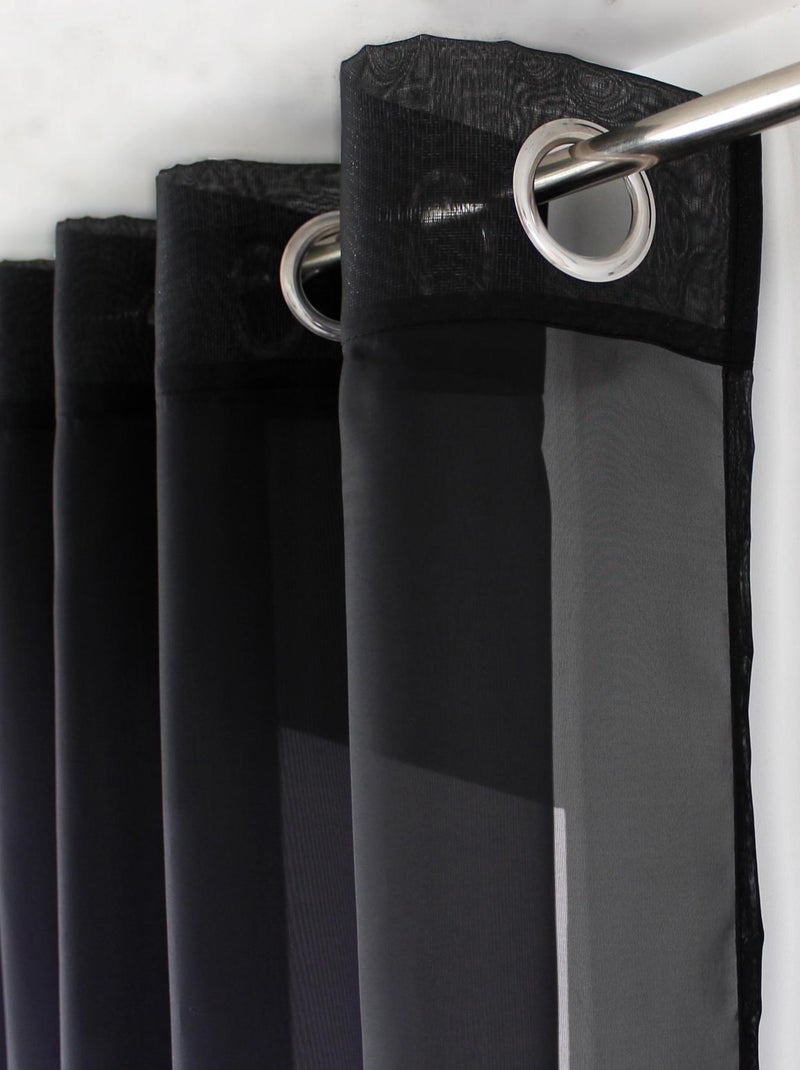 Cortina de véu lisa com ilhós Preto - Kiabi