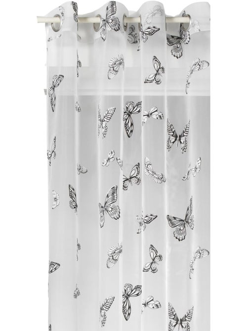 Cortina de voile com ilhós e padrão de borboletas - Kiabi