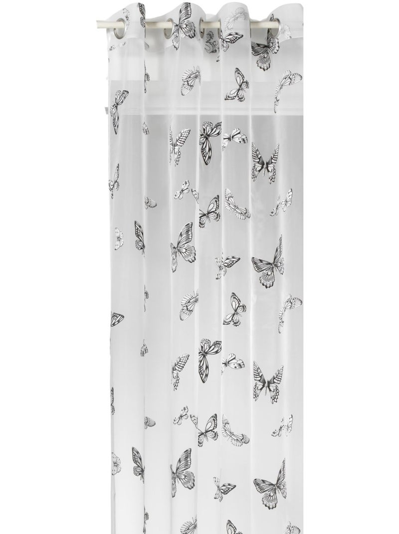 Cortina de voile com ilhós e padrão de borboletas Branco - Kiabi