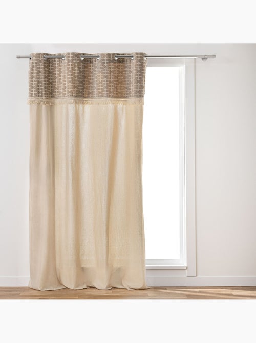 Cortina difusora com ilhós, em policotão, com padrão jacquard e franjas - Kiabi