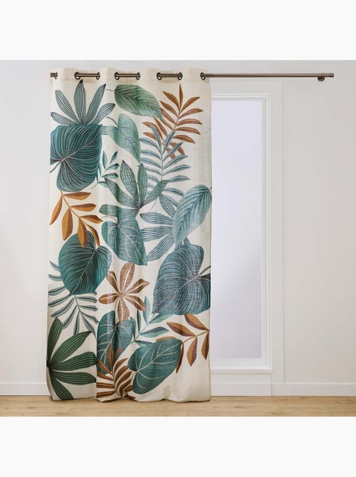 Cortina difusora com ilhós, em tecido «poly-lin» estampado com motivos tropicais - Kiabi