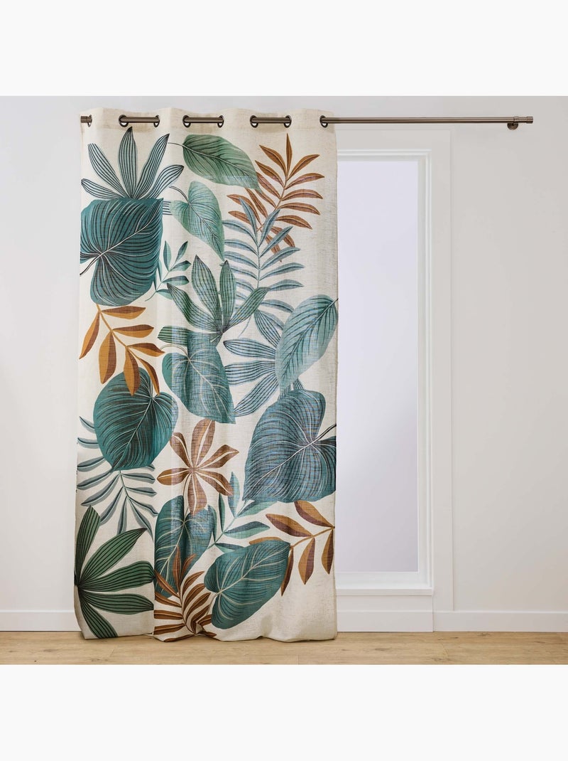 Cortina difusora com ilhós, em tecido «poly-lin» estampado com motivos tropicais Verde - Kiabi