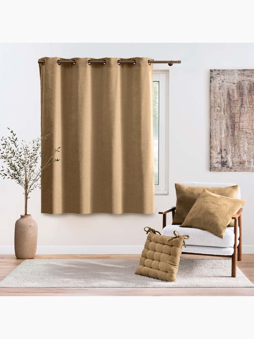 Cortina difusora com ilhós em veludo chenille - Kiabi