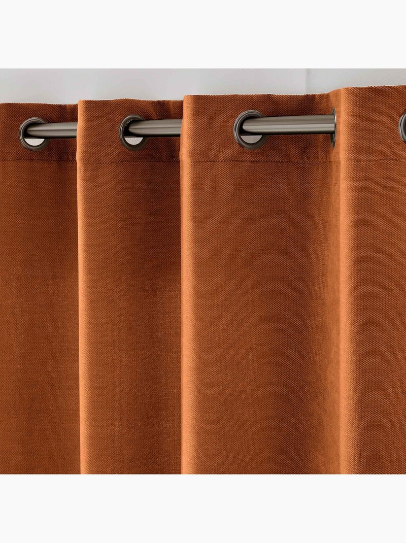 Cortina difusora com ilhós em veludo chenille Laranja - Kiabi
