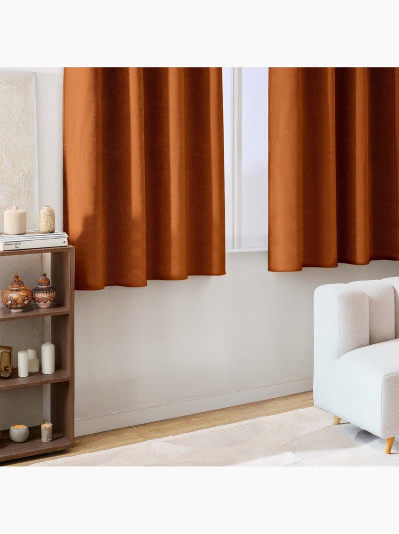 Cortina difusora com ilhós em veludo chenille Laranja - Kiabi