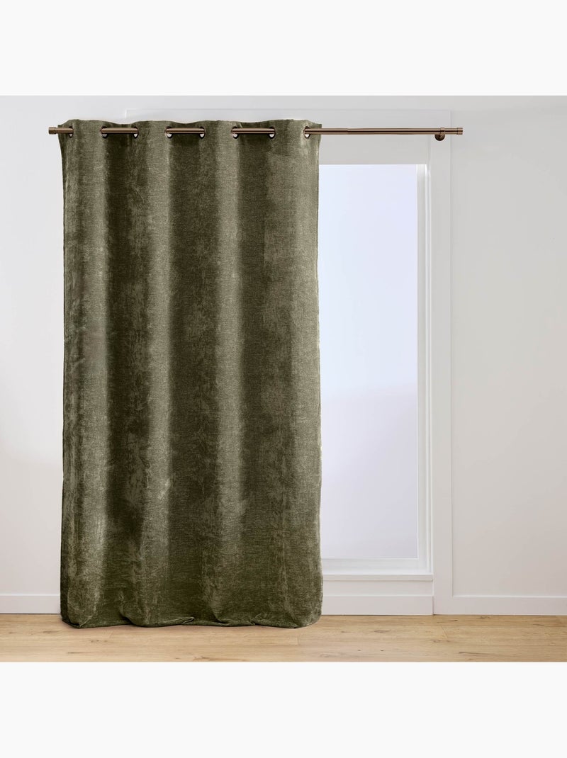 Cortina difusora com ilhós em veludo chenille Verde - Kiabi