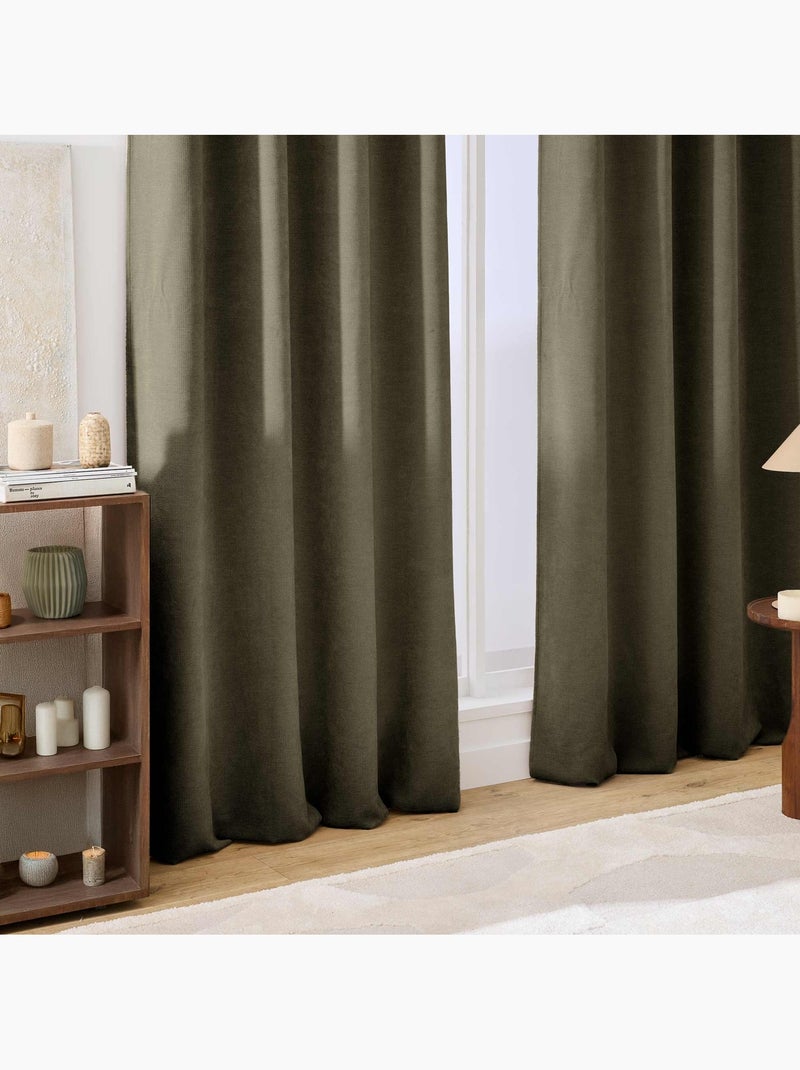 Cortina difusora com ilhós em veludo chenille Verde - Kiabi