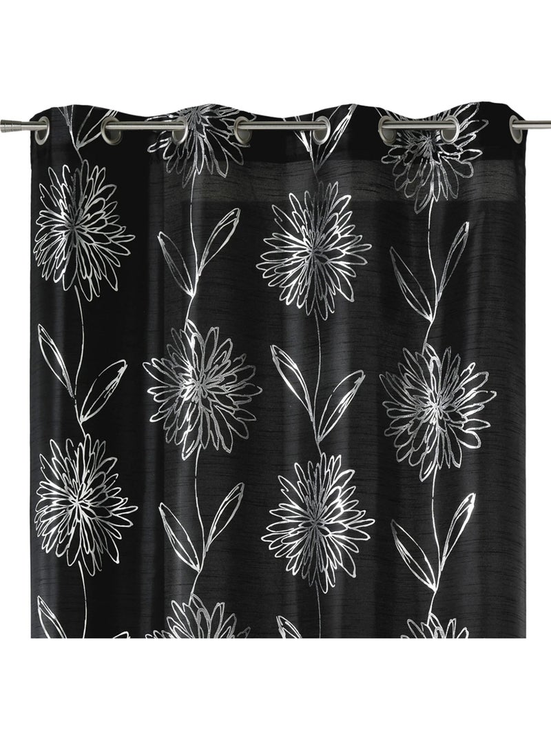 Cortina difusora com motivos florais metalizados Preto - Kiabi