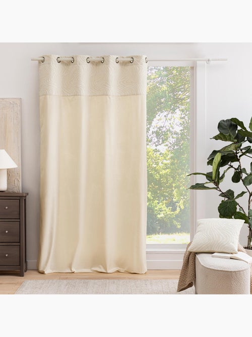 Cortina difusora de veludo com ilhós e faixa em jacquard com padrão de zebra - Kiabi