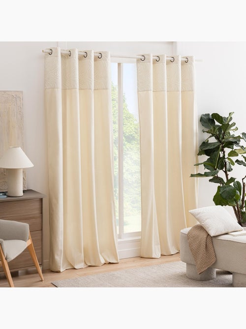 Cortina difusora de veludo com ilhós e faixa em jacquard com padrão de zebra - Kiabi
