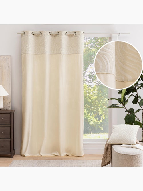 Cortina difusora de veludo com ilhós e faixa em jacquard com padrão de zebra - Kiabi