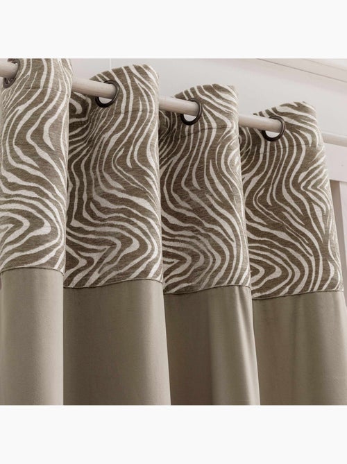 Cortina difusora de veludo com ilhós e faixa em jacquard com padrão de zebra - Kiabi