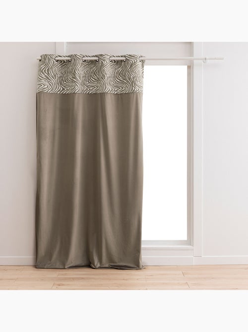 Cortina difusora de veludo com ilhós e faixa em jacquard com padrão de zebra - Kiabi