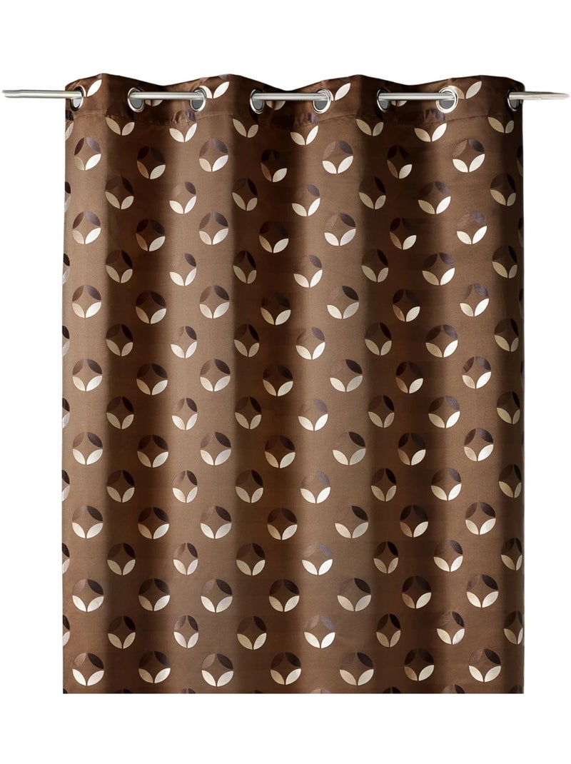 Cortina difusora em jacquard com motivos em forma de roseta Castanho-chocolate - Kiabi