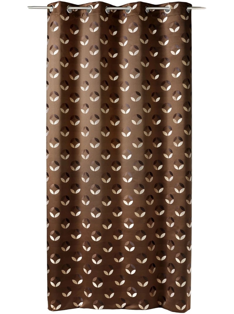 Cortina difusora em jacquard com motivos em forma de roseta Castanho-chocolate - Kiabi