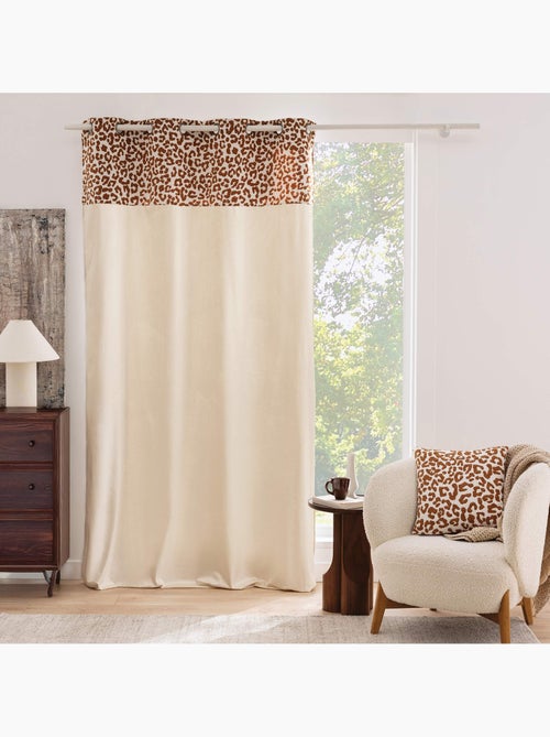 Cortina difusora em policotão com faixa jacquard em chenille com padrão de leopardo - Kiabi