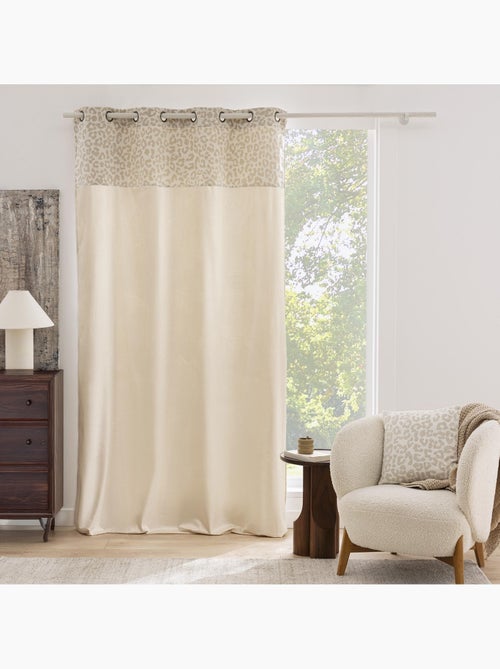 Cortina difusora em policotão com faixa jacquard em chenille com padrão de leopardo - Kiabi