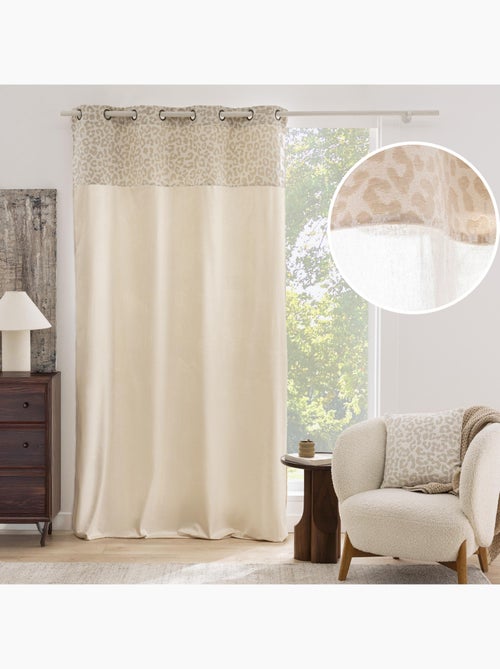 Cortina difusora em policotão com faixa jacquard em chenille com padrão de leopardo - Kiabi