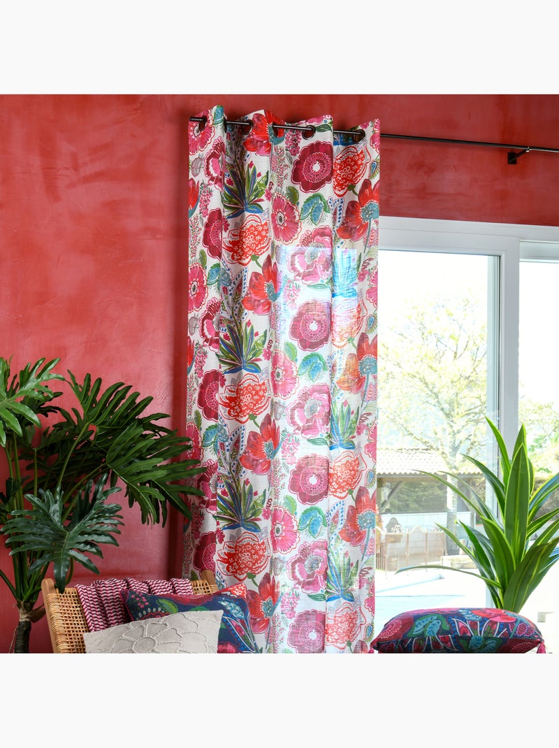 Cortina difusora em polilina com padrão floral Rosa - Kiabi