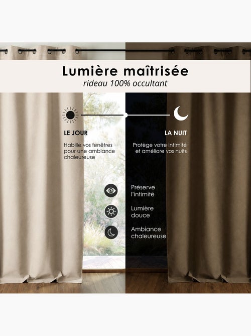 Cortina dupla face 100% blackout com franzidos midnight - Kiabi