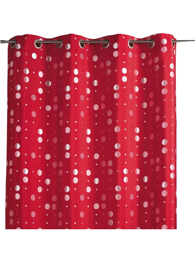 Cortina em jacquard amarrotado com motivos circulares Vermelho tijolo - Kiabi